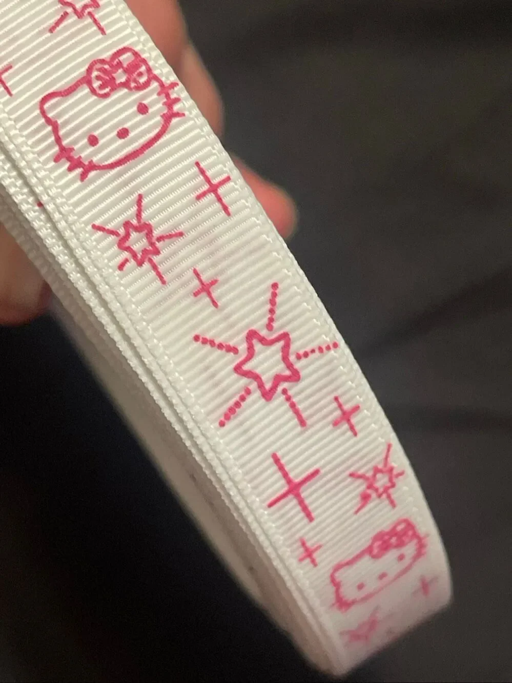 5/8” printed grosgrain Ribbon NEW 5 yards yds yd Hello Kitty hot pink on white s